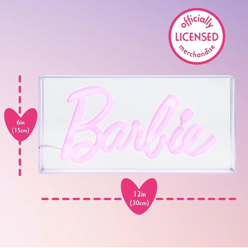 NWT Barbie Logo LED Neon Pink Light‎ Sign - USB Powered